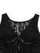 2PCS Black 1960s Lace Floral Sheer Top & Skirt - vintage skirt, retro style, classic black