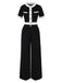 2PCS Black 1960s Solid Buttoned Top & Pants, vintage top, retro blouse - perfect for women who love vintage and retro fashion