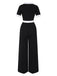 2PCS Black 1960s Solid Buttoned Top & Pants, vintage top, retro blouse - perfect for women who love vintage and retro fashion