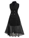 This 2PCS Black 1960s V-Neck Vest Top & Pleated Skirt brings 1960s soul to her everyday