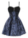 Blue 1980s Gothic Steampunk Floral Print Lace Patchwork Bubble Dress, vintage dress, retro fashion, floral print, lace detail - perfect for women who love vintage and retro fashion