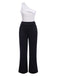 2PCS Black & White 1950s One-Shoulder Top & Pants, vintage top, retro blouse - perfect for women who love vintage and retro fashion