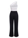 2PCS Black & White 1950s One-Shoulder Top & Pants, vintage top, retro blouse - perfect for women who love vintage and retro fashion