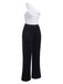 2PCS Black & White 1950s One-Shoulder Top & Pants, vintage top, retro blouse - perfect for women who love vintage and retro fashion