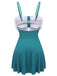 2PCS Blue 1930s Bow Strap Swimsuit & Skirt, vintage skirt, retro style - perfect for women who love vintage and retro fashion