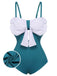 2PCS Blue 1930s Bow Strap Swimsuit & Skirt, vintage skirt, retro style - perfect for women who love vintage and retro fashion