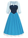 She slips into this 2PCS Blue 1940s Blouse & Colorblock Suspender Dress and suddenly it's a 1940s daydream