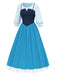2PCS Blue 1940s Blouse & Colorblock Suspender Dress: where 1940s romance meets her modern spirit