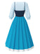 This 2PCS Blue 1940s Blouse & Colorblock Suspender Dress wraps her in 1940s elegance, one twirl at a time