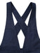 Detail shot of the navy jumpsuit's thick criss-cross back straps and clean seam construction.