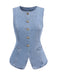 2PCS Blue 1940s Sleeveless Vest & Wide-Leg Denim Jeans — 1940s style for the woman going places