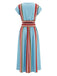 2PCS Blue 1940s Stripe V-Neck Top & Skirt, vintage skirt, retro style - perfect for women who love vintage and retro fashion