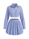Blue 1960s Floral Striped Two Piece Set 3