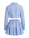 Blue 1960s Floral Striped Two Piece Set 4