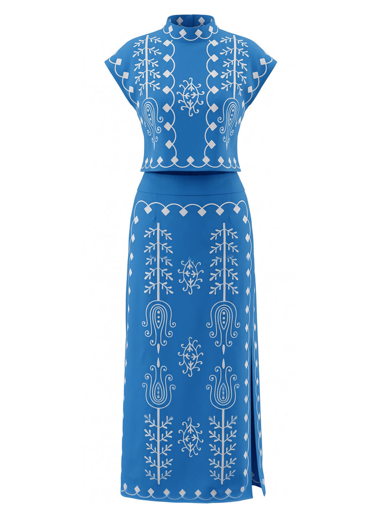 Blue 1930s Vintage Two Piece Set 3