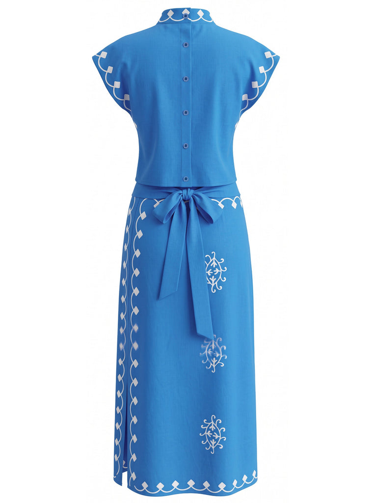 Blue 1930s Vintage Two Piece Set 2