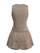 2PCS Brown 1960s Gingham Plaid Pleated Vest & Skirt - vintage skirt, retro style