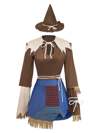 2PCS Brown 1960s Halloween Scarecrow Set - vintage fashion, retro style