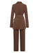 2PCS Brown 1960s Lace-up Blazer Coat & Pants Suit Set, vintage coat, retro outerwear - perfect for women who love vintage and retro fashion