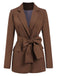 2PCS Brown 1960s Lace-up Blazer Coat & Pants Suit Set, vintage coat, retro outerwear - perfect for women who love vintage and retro fashion