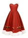 2PCS Christmas 1950s Strapless Bow Fur Dress & Shawl — a 1950s silhouette that turns sidewalks into runways