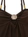 2PCS Dark Brown 1950s Solid Shell Tankini Set: beautiful vintage fashion, retro style, classic elegance with timeless appeal