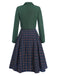 2PCS Green 1940s Lapel Button Blazer & Plaids Dress — the kind of 1940s dress that makes strangers smile