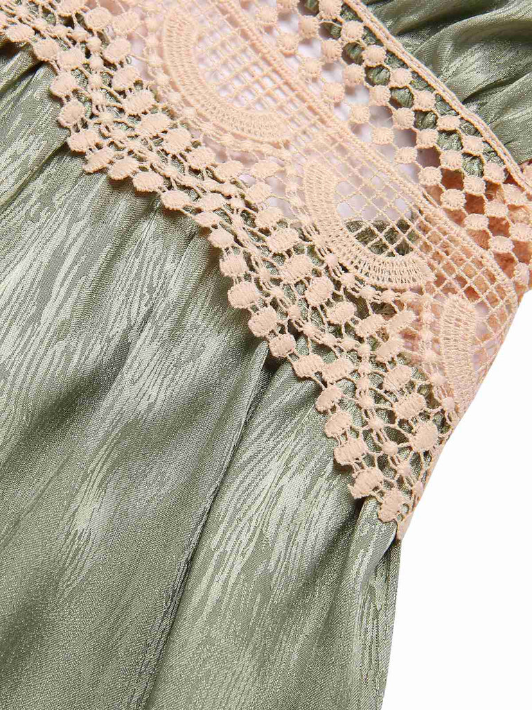 2PCS Green 1950s Guipure Lace Nightgown & Robe - vintage nightgown, retro sleepwear