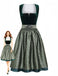 2PCS Green 1950s Square Neck Velvet Jacquard Dress & Apron, vintage dress, retro fashion, rockabilly, pin-up fashion - perfect for women who love vintage and retro fashion