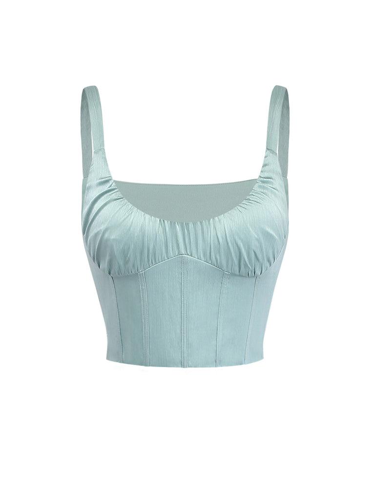 2PCS-Green-1960s-Ripple-Fishbone-Top