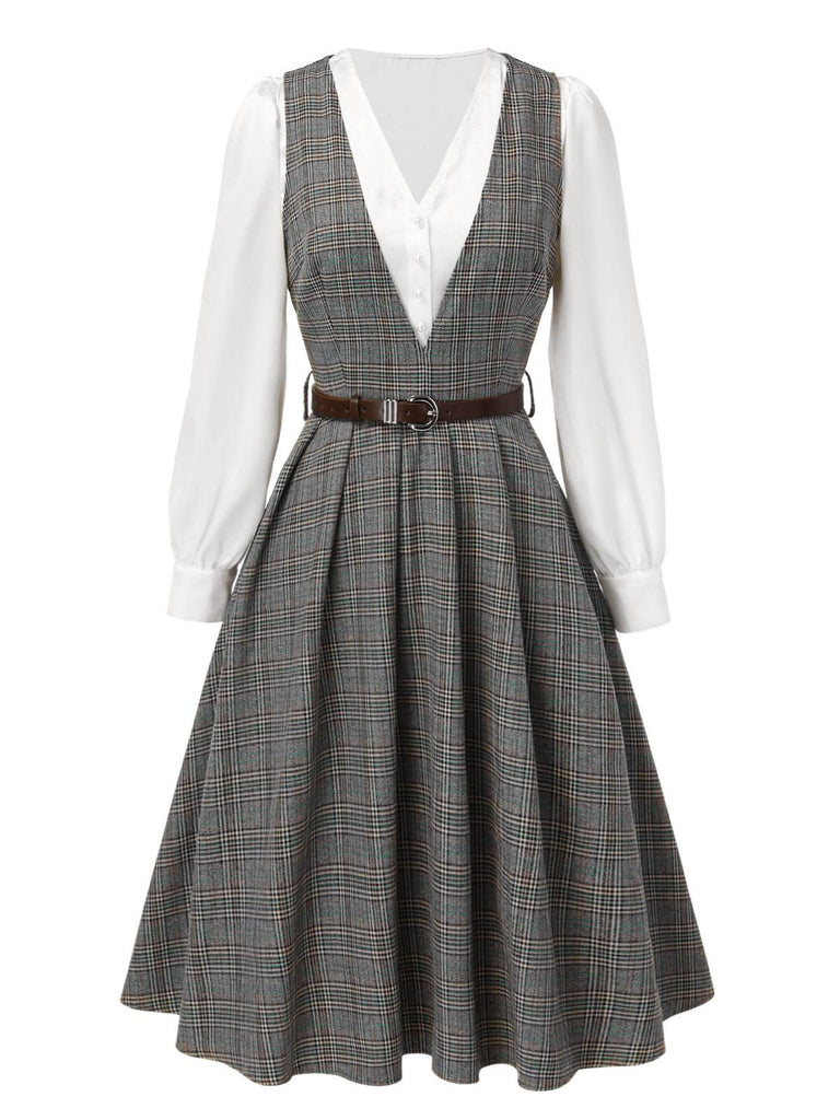 grey plaid dress Kate Middleton's Alessandra Rich Wide Collar Dress, Grey & Pink Plaid
