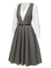 This 2PCS Grey 1940s V-Neck Plaid Dress & Satin Blouse wraps her in 1940s elegance, one twirl at a time