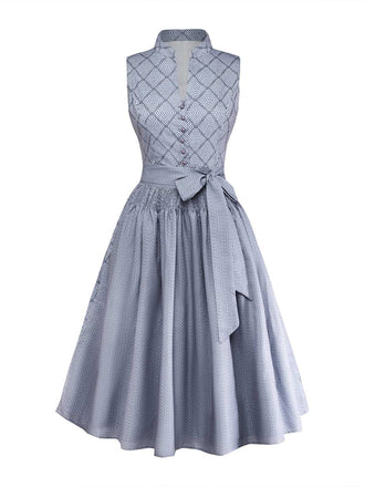 Grey 1950s Floral Vintage Classic Dress 2
