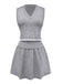 2PCS Grey 1960s Knitted V-Neck Top & Skirt - vintage skirt, retro style