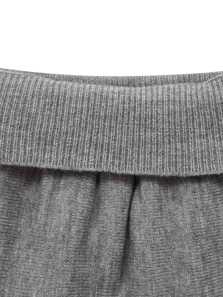 2PCS Grey 1960s Knitted V-Neck Top & Skirt - vintage skirt, retro style