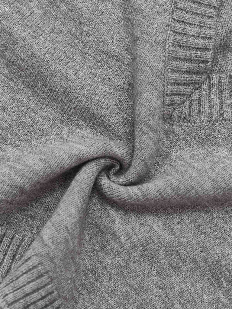 2PCS Grey 1960s Knitted V-Neck Top & Skirt - vintage skirt, retro style
