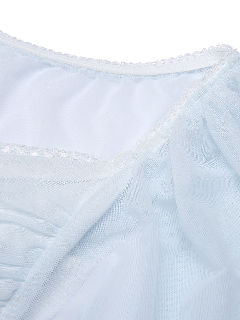 2PCS Light Blue 1940s Knot Lace Sleepwear, vintage fashion, retro style - perfect for women who love vintage and retro fashion