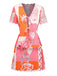 Multicolor 1940s Print Lace-up Skirt Set