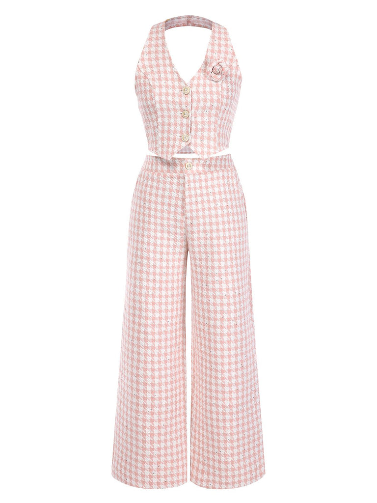 2PCS 1930s Houndstooth Halter Crop | 1930s | vintage blouse, retro top