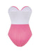 2PCS Pink 1940s Striped Strapless One-Piece Swimsuit & Cover-Up - vintage swimsuit, pin-up swimwear for vintage lovers