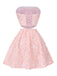 2PCS Pink 1950s 3D-Roses Lace-Up Bandeau Top & Skirt, vintage skirt, retro style - perfect for women who love vintage and retro fashion