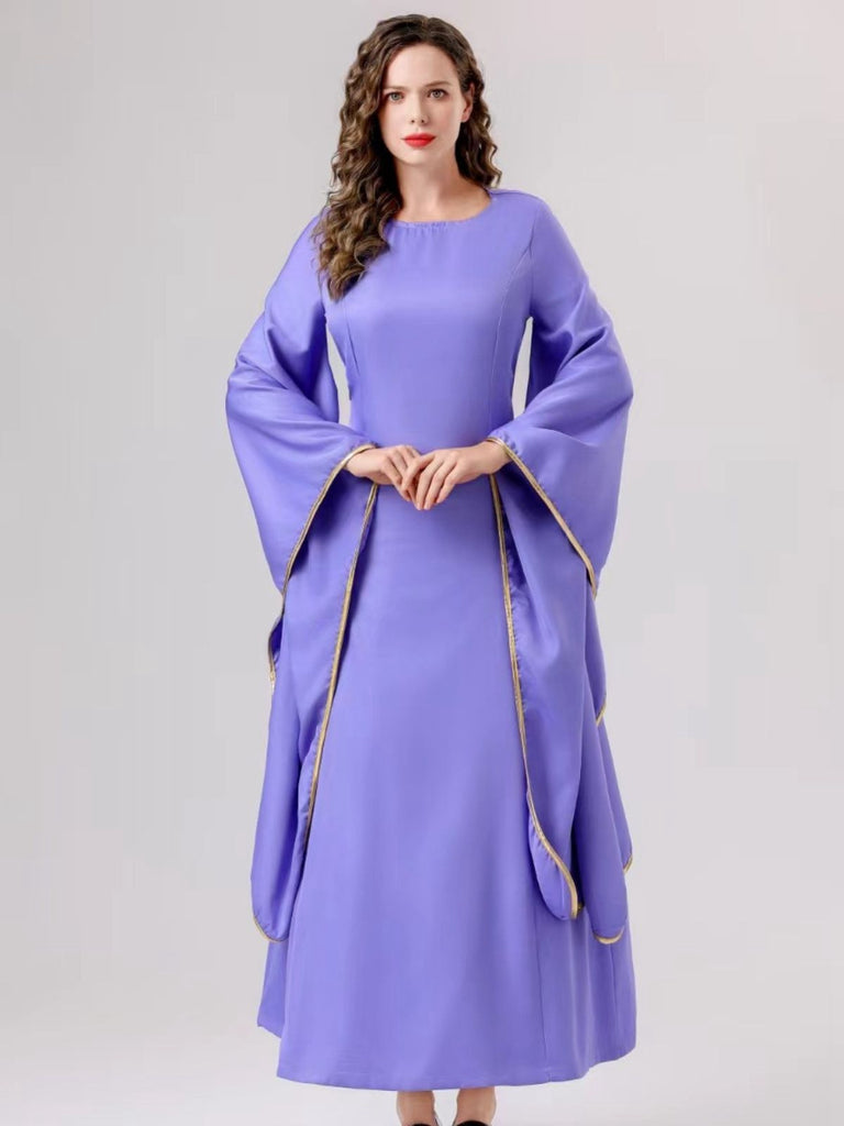 open lace back dress 2PCS Purple 1940s Evil Queen Dress & Long Cloak