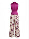 2PCS Purplish Red 1950s Lapel Button Vest & Floral Pants, vintage fashion, retro style - perfect for women who love vintage and retro fashion