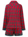 2PCS Red 1930s Christmas Plaid Pajama Set - vintage fashion, retro style, elegant red