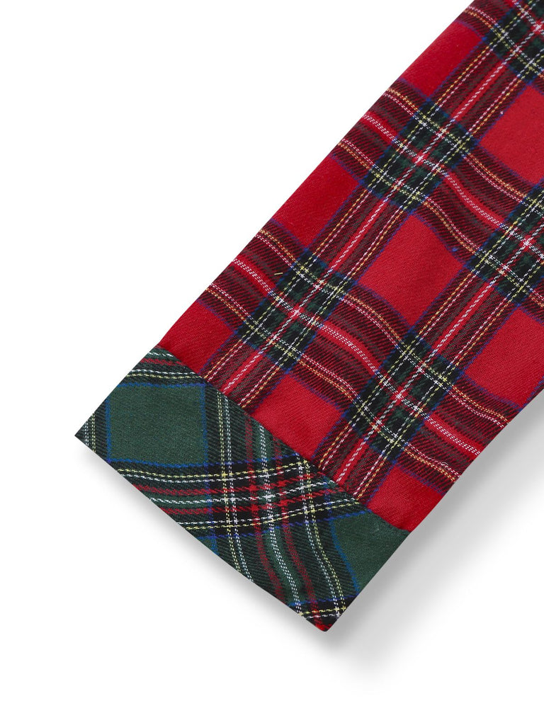 2PCS Red 1930s Christmas Plaid Pajama Set - vintage fashion, retro style, elegant red