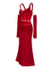 2PCS Red 1930s Velvet Lace Patchwork Top & Skirt: a 1930s classic that whispers rather than shouts
