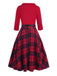 2PCS Red 1940s Lapel Top & Plaid Skirt — 1940s elegance she can wear anywhere