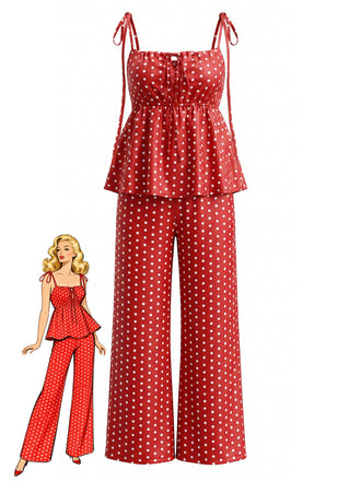 Red 1940s Vintage Classic Two Piece Set