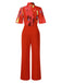 2PCS Red 1950s Abstract Prints Blouse & Solid Pants, vintage top, retro blouse - perfect for women who love vintage and retro fashion