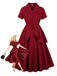 2PCS Red 1950s Solid Ruffled Button Top & Skirt - vintage skirt, retro style, elegant red